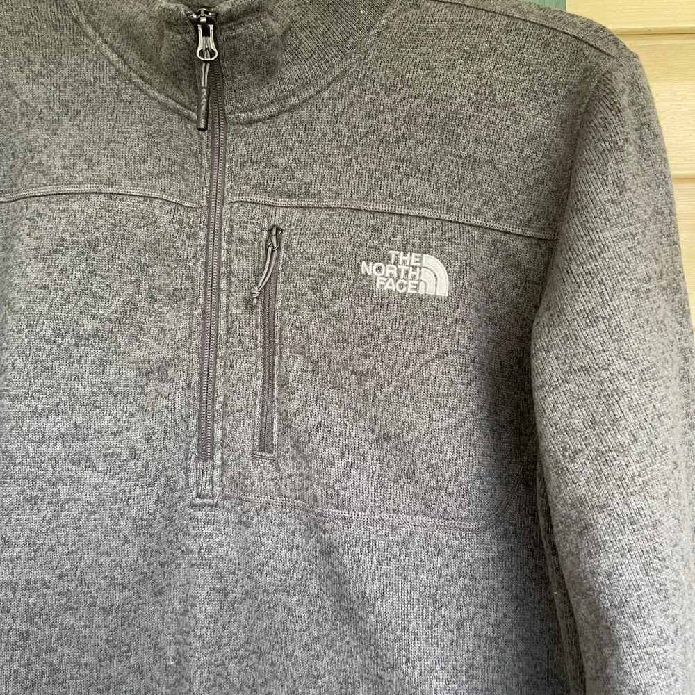 The North Face Grey Full Zip Mock Neck Winter Fleece Hiking Jacket Mens